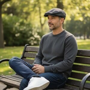 Country Gentleman Mens Wool Blend Flat Cap Charcoal Grey Made in Italy Size M